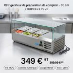 Réfrigérateur de préparation de comptoir - 95 cm - s'adapte à 3 x 1/3 GN