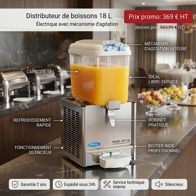 Dispensateur de boissons - 18 L - électrique - mécanisme d'agitation