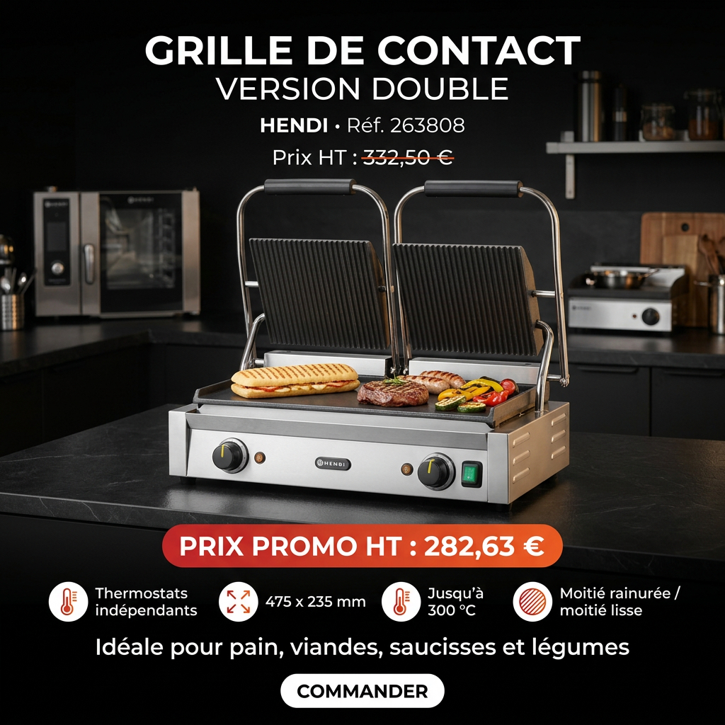 HENDI 263808 Grill de contact – modèle double