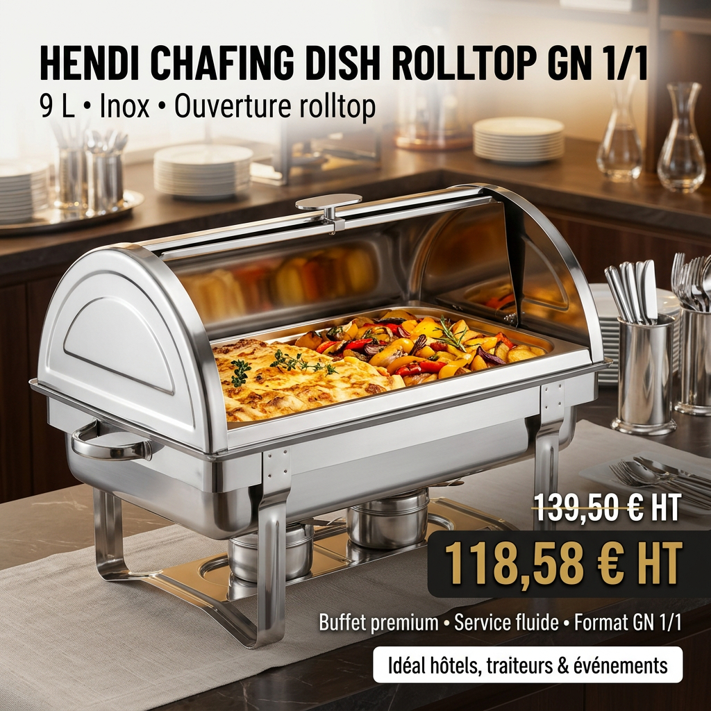 Chafing dish à couvercle roulé Gastronorm 1/1