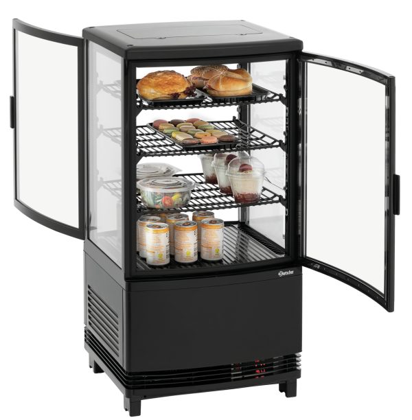 Mini-vitrine réfrigérée 64L2T noire Bartscher - référence 700358GV1 - vue produit