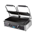 Grill contact - rainuré - plaque de gril double - 2 x 22 cm - Maxima