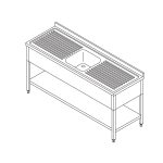 Table lave-vaisselle - 160 x 60 cm - avec évier et dosseret - incl étagère de rangement - Maxima