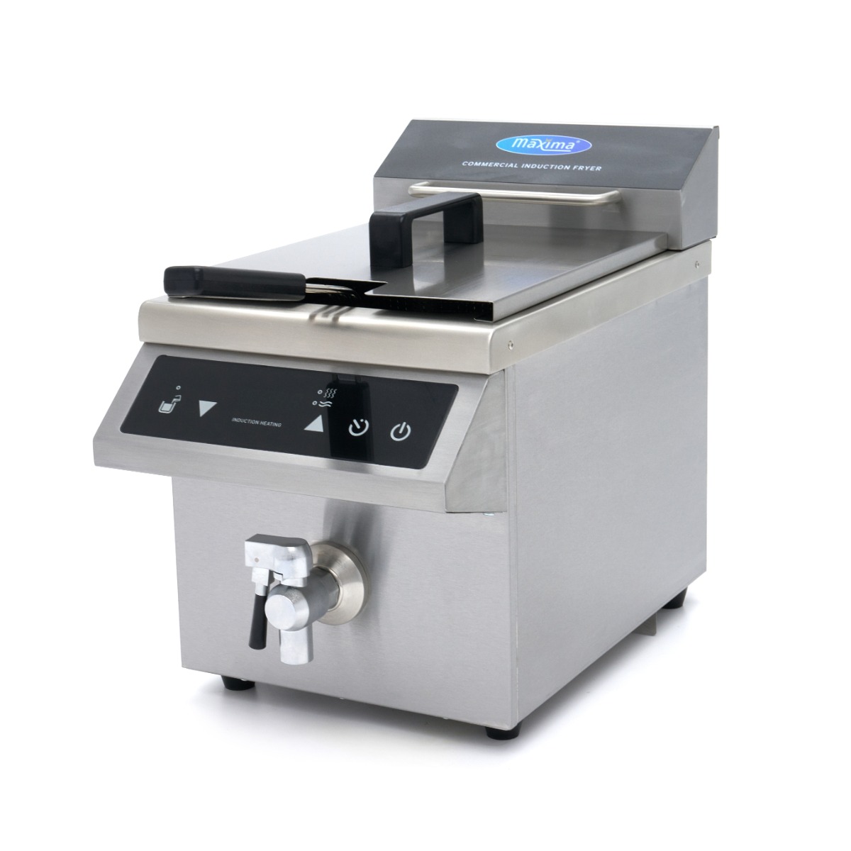 Friteuse - 8 L - 1 panier - induction - avec robinet de vidange Friteuse - 8 L - 1 panier - induction - avec robinet de vidange - Maxima – Image 1