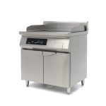 Plancha à induction 700 - lisse et rainurée - 10 000 W - double - avec support - Maxima