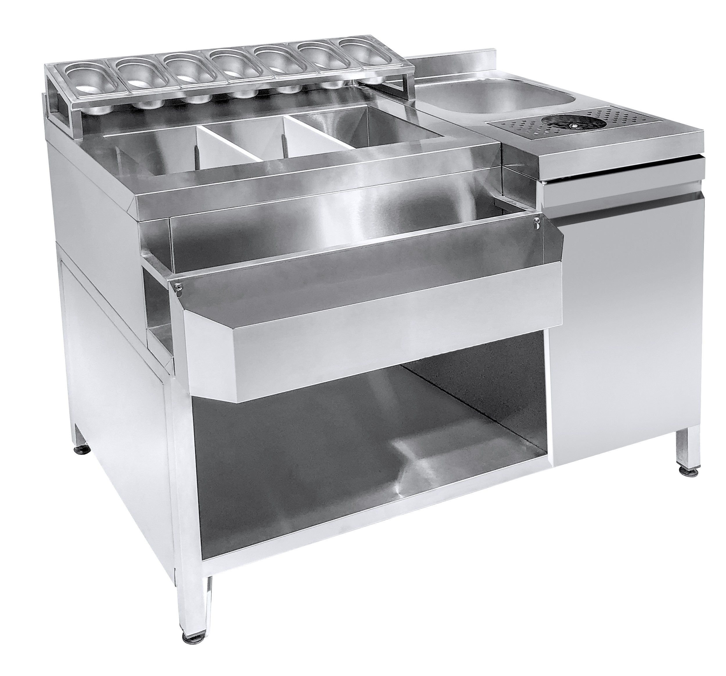 COCKTAILS BAR STATION INCL. ÉVIER, LAVE-VERRES, BACS GN, SPEEDRAIL PORTE-BOUTEILLES - Combisteel COCKTAILS BAR STATION INCL. ÉVIER, LAVE-VERRES, BACS GN, SPEEDRAIL PORTE-BOUTEILLES - Combisteel – Image 1