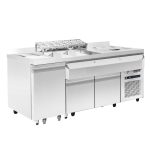 COCKTAILS BAR STATION RÉFRIGÉRÉE INCL. ÉVIER, LAVE-VERRES, SPEEDRAIL PORTE-BOUTEILLES, PLANCHE À DÉCOUPER ET POUBELLE - Combisteel