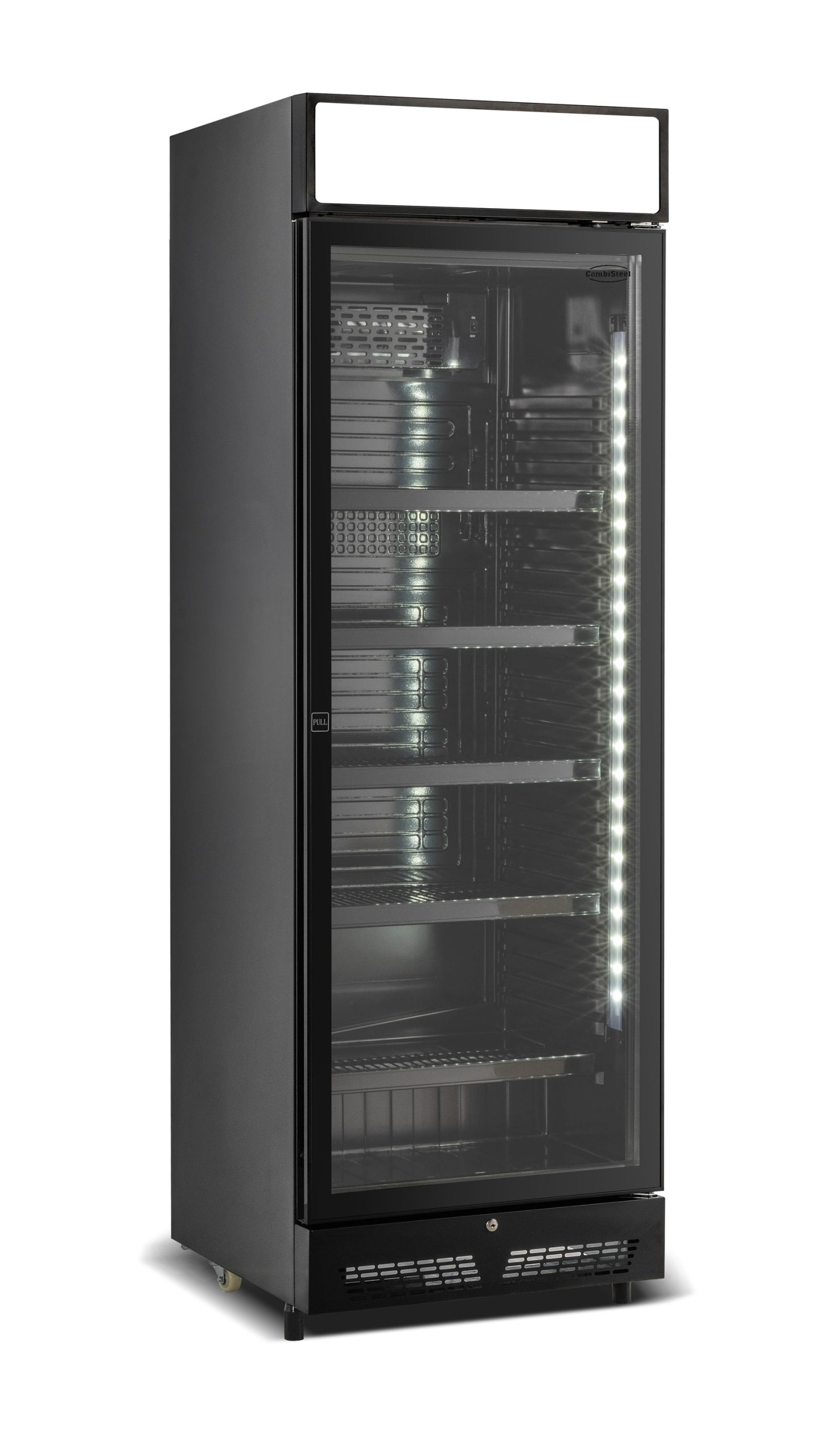 RÉFRIGÉRATEUR 1 PORTE EN VERRE NOIR AVEC CANOPY SVE-450 BLC - Combisteel RÉFRIGÉRATEUR 1 PORTE EN VERRE NOIR AVEC CANOPY SVE-450 BLC - Combisteel – Image 1