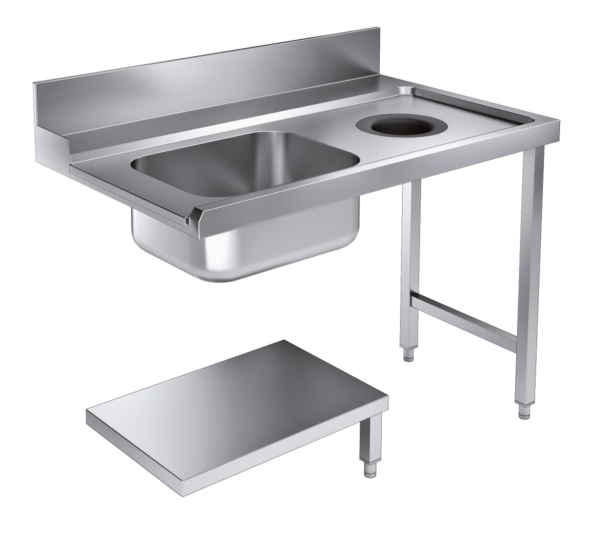 TABLE D'APPROVISIONEMENT ÉTAGÈRE AVEC TROU DÉCHETS 1200 À DROITE POUR 7280.0045-0046 - Combisteel TABLE D'APPROVISIONEMENT ÉTAGÈRE AVEC TROU DÉCHETS 1200 À DROITE POUR 7280.0045-0046 - Combisteel – Image 1