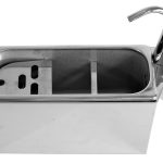 CUILLÈRE À GLACE ÉVIER AVEC ROBINET 380X120X150 AVEC TROU D'ÉVACUATION, RACCORDEMENT À L'EAU ET TUYAU D'ÉVACUATION - Combisteel