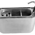 CUILLÈRE À GLACE ÉVIER AVEC ROBINET 410X120X270 AVEC TROU D'ÉVACUATION, RACCORDEMENT À L'EAU ET TUYAU D'ÉVACUATION - Combisteel