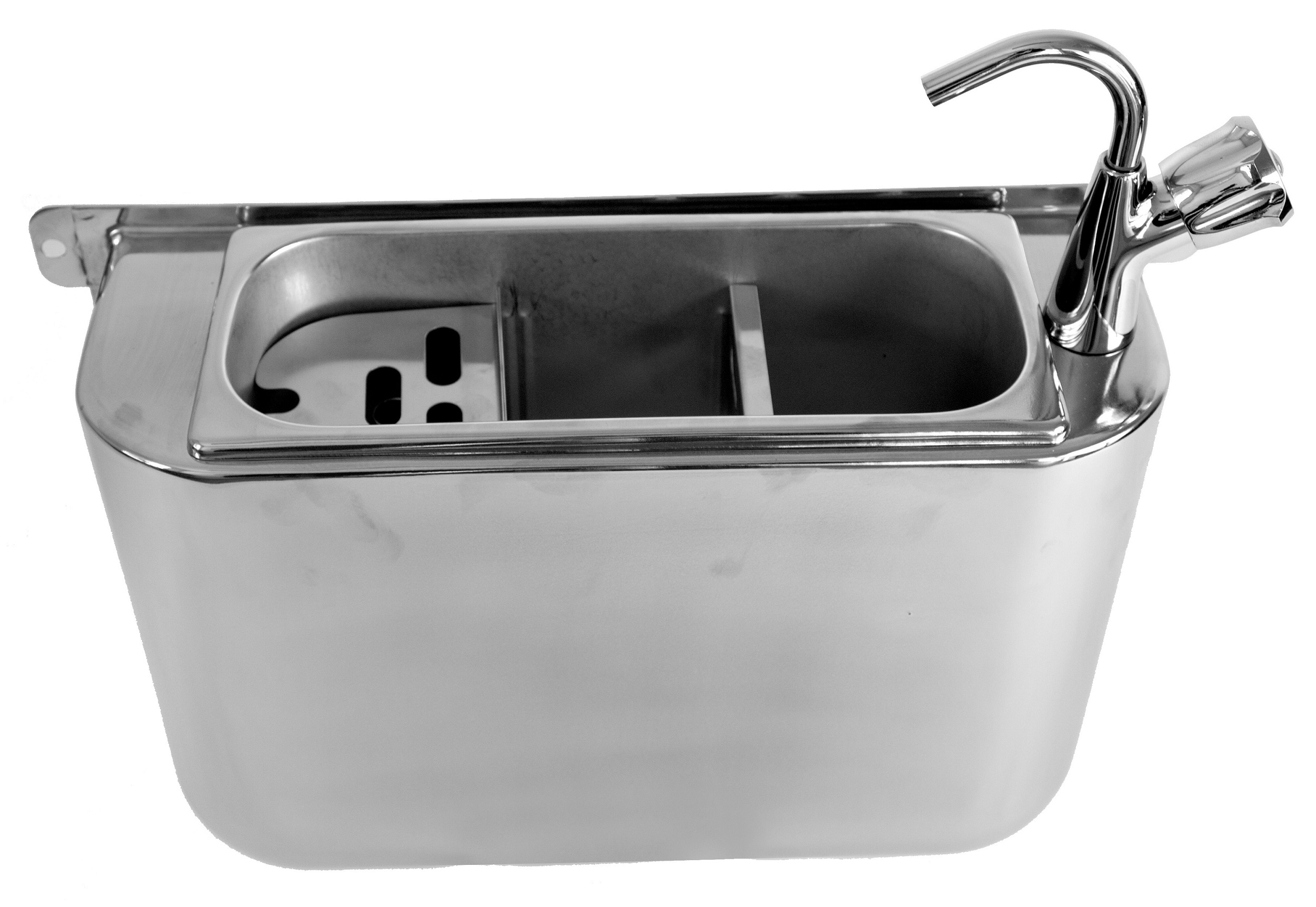 CUILLÈRE À GLACE ÉVIER AVEC ROBINET 410X120X270 AVEC TROU D'ÉVACUATION, RACCORDEMENT À L'EAU ET TUYAU D'ÉVACUATION - Combisteel CUILLÈRE À GLACE ÉVIER AVEC ROBINET 410X120X270 AVEC TROU D'ÉVACUATION, RACCORDEMENT À L'EAU ET TUYAU D'ÉVACUATION - Combisteel – Image 1