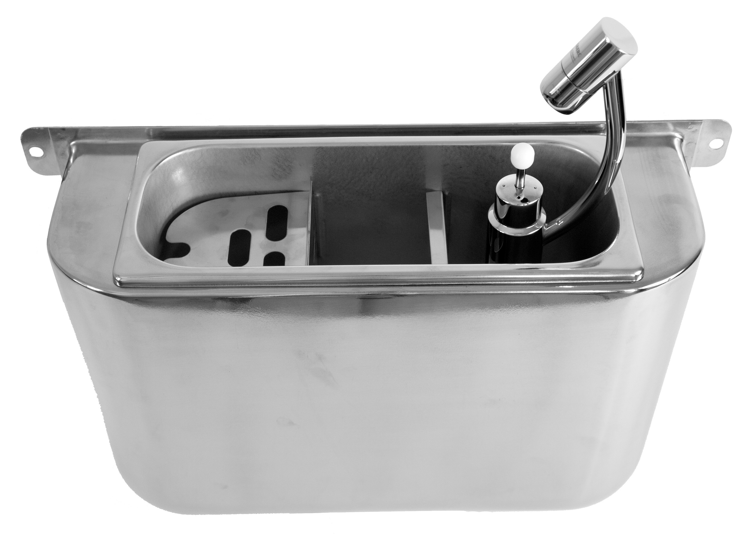 CUILLÈRE À GLACE ÉVIER AVEC DOUCHETTE 410X120X270 AVEC TROU D'ÉVACUATION, RACCORDEMENT À L'EAU ET TUYAU D'ÉVACUATION - Combisteel CUILLÈRE À GLACE ÉVIER AVEC DOUCHETTE 410X120X270 AVEC TROU D'ÉVACUATION, RACCORDEMENT À L'EAU ET TUYAU D'ÉVACUATION - Combisteel – Image 1