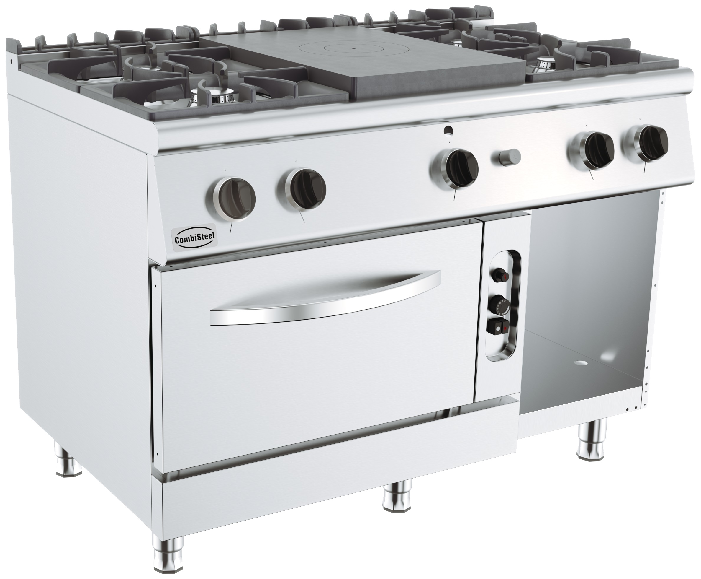 BASE 700 CUISINIÈRE AVEC PLAQUE COUP DE FEU À GAZ 4 BR. AVEC FOUR GAZ - Combisteel BASE 700 CUISINIÈRE AVEC PLAQUE COUP DE FEU À GAZ 4 BR. AVEC FOUR GAZ - Combisteel – Image 1