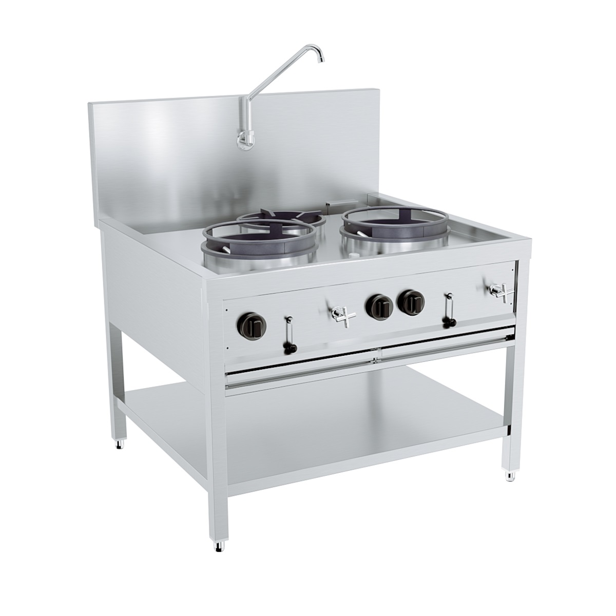 TABLE WOK À GAZ 2X17KW + 1X9KW - Combisteel TABLE WOK À GAZ 2X17KW + 1X9KW - Combisteel – Image 1
