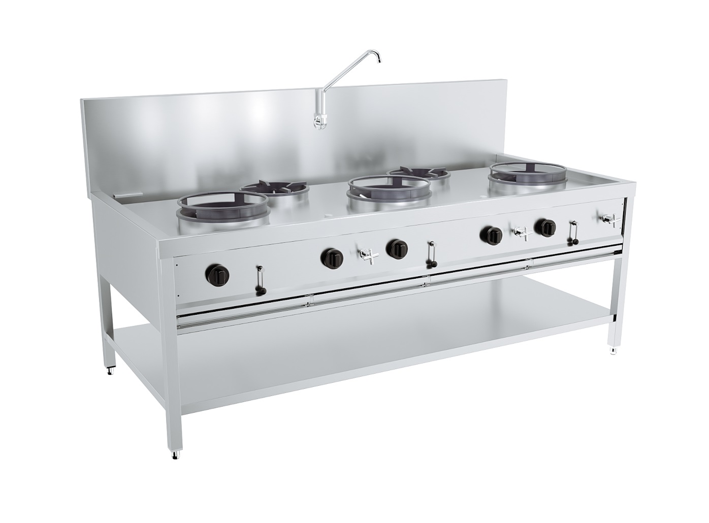 TABLE WOK À GAZ 3X17KW + 2X9KW - Combisteel TABLE WOK À GAZ 3X17KW + 2X9KW - Combisteel – Image 1