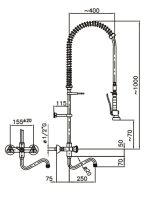 PRÉ DOUCHE DE RINÇAGE MURALE - Combisteel – Image 2