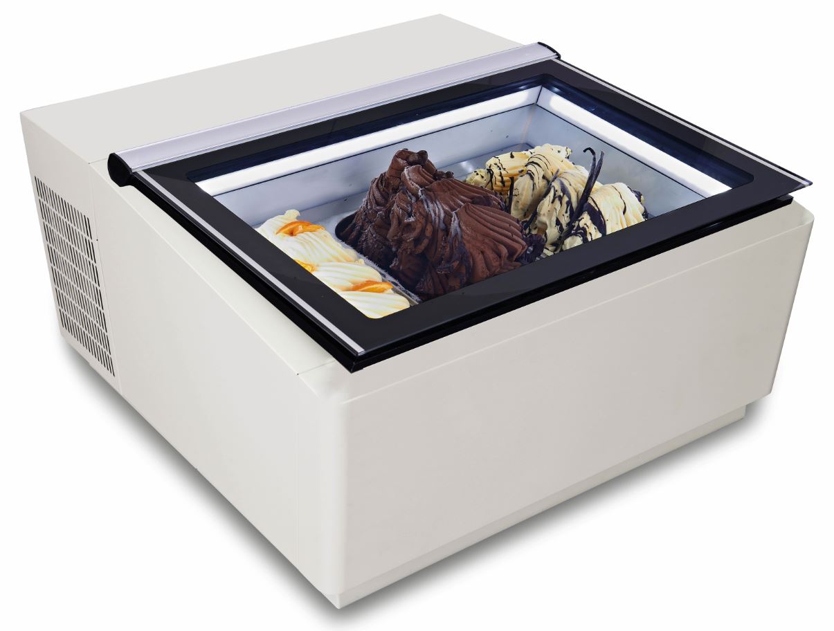 MODÈLE DE TABLE VITRINE À CREME GLACÉE BLANCS'OUVRE DU CÔTÉ CLIENT - Combisteel MODÈLE DE TABLE VITRINE À CREME GLACÉE BLANCS'OUVRE DU CÔTÉ CLIENT - Combisteel – Image 1