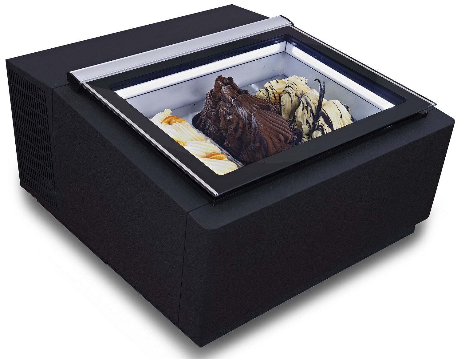 MODÈLE DE TABLE VITRINE À CREME GLACÉE NOIRS'OUVRE DU CÔTÉ CLIENT - Combisteel MODÈLE DE TABLE VITRINE À CREME GLACÉE NOIRS'OUVRE DU CÔTÉ CLIENT - Combisteel – Image 1