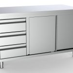 700 PLAN DE TRAVAIL PORTES COULISST TIROIRS À GAUCHE 1400 - Combisteel