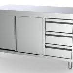 700 PLAN DE TRAVAIL PORTES COULISST TIROIRS À DROITE 1800 - Combisteel