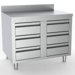 700 TABLE DE TRAVAIL AVEC 6 TIROIRS AVEC BORD RELEVÉ 1000 - Combisteel