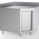 PLAN DE TRAVAIL ANGLE AVEC PORTE ET BORD RELEVÉ 1000/1000 POUR 600MM TABLES - Combisteel