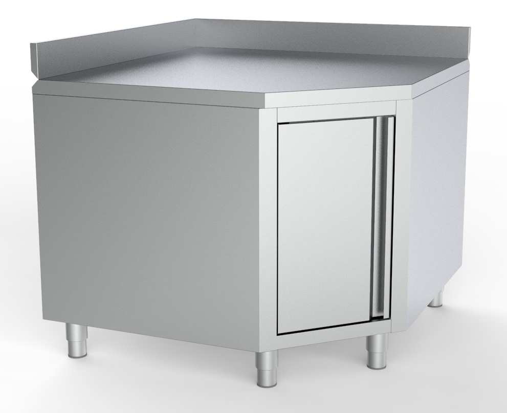PLAN DE TRAVAIL ANGLE AVEC PORTE ET BORD RELEVÉ 1000/1000 POUR 600MM TABLES - Combisteel PLAN DE TRAVAIL ANGLE AVEC PORTE ET BORD RELEVÉ 1000/1000 POUR 600MM TABLES - Combisteel – Image 1