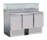 TABLE PRÉP POUR PIZZA AVEC VERRE 3 PORTES - Combisteel