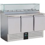 TABLE PRÉP POUR PIZZA AVEC VERRE 3 PORTES - Combisteel