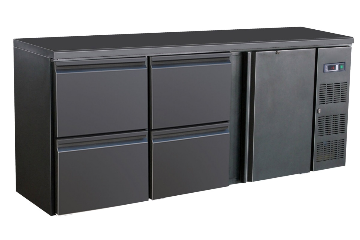 ARRIÈRE BAR RÉFRIGÉRÉE NOIR 1 PORTE ET 4 TIROIRS - Combisteel ARRIÈRE BAR RÉFRIGÉRÉE NOIR 1 PORTE ET 4 TIROIRS - Combisteel – Image 1