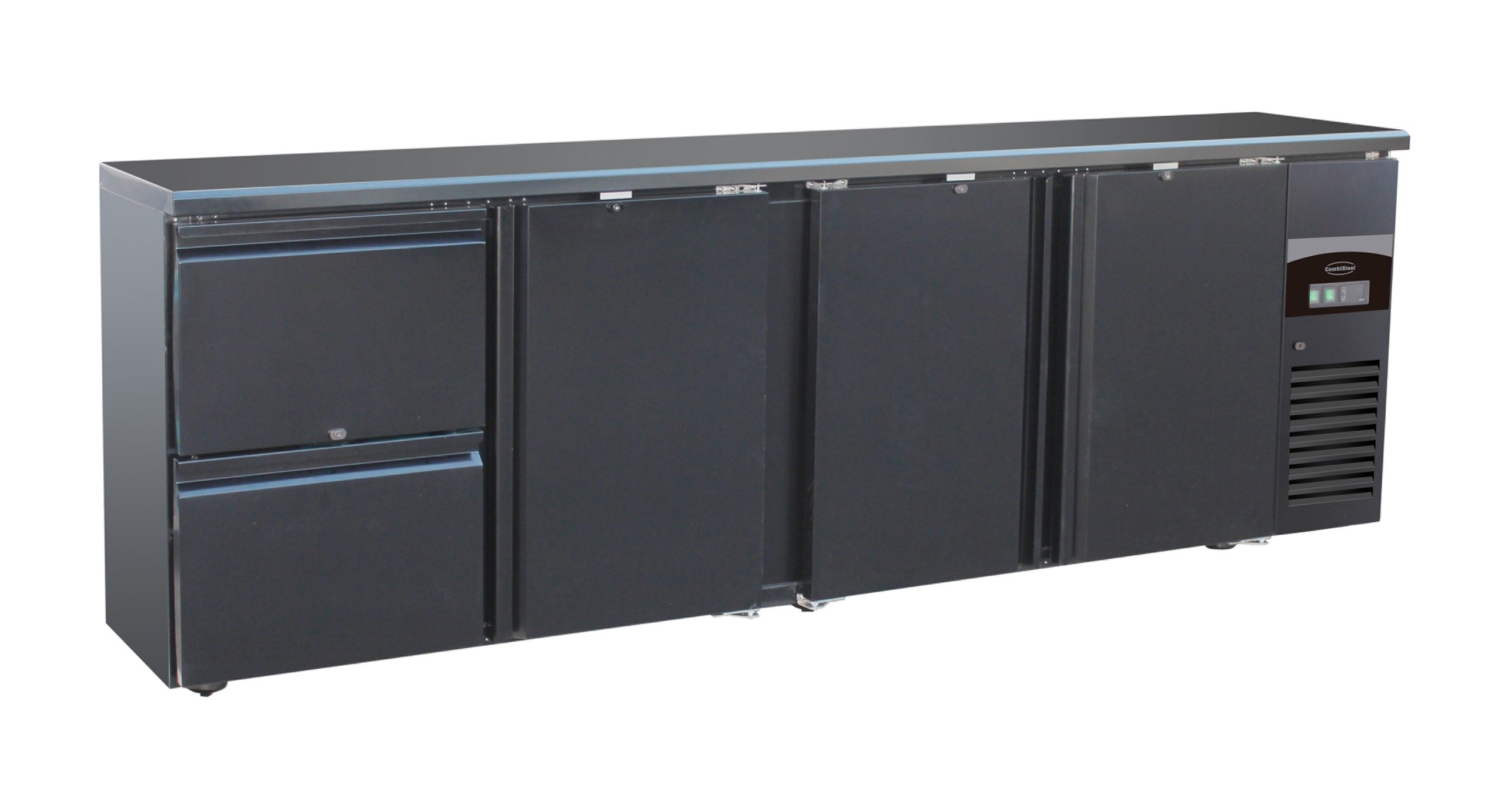 ARRIÈRE BAR RÉFRIGÉRÉE NOIR 3 PORTES ET 2 TIROIRS *TRANSPORT SUR DEMANDE* - Combisteel ARRIÈRE BAR RÉFRIGÉRÉE NOIR 3 PORTES ET 2 TIROIRS *TRANSPORT SUR DEMANDE* - Combisteel – Image 1
