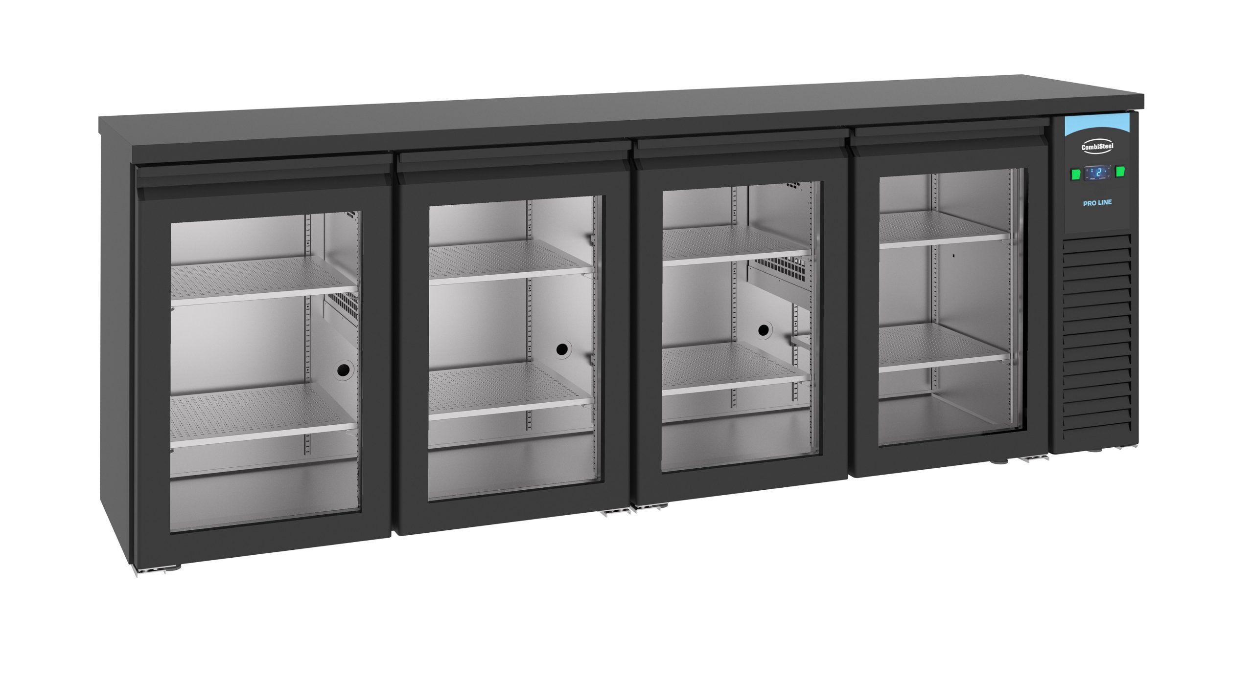 ARRIÈRE BAR RÉFRIGÉRÉE NOIR 4 PORTES EN VERRE *TRANSPORT SUR DEMANDE* - Combisteel ARRIÈRE BAR RÉFRIGÉRÉE NOIR 4 PORTES EN VERRE *TRANSPORT SUR DEMANDE* - Combisteel – Image 1
