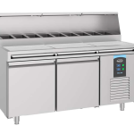 TABLE PRÉP POUR PIZZA 2 PORTES 9x 1/3GN RÉCIPIENT - Combisteel