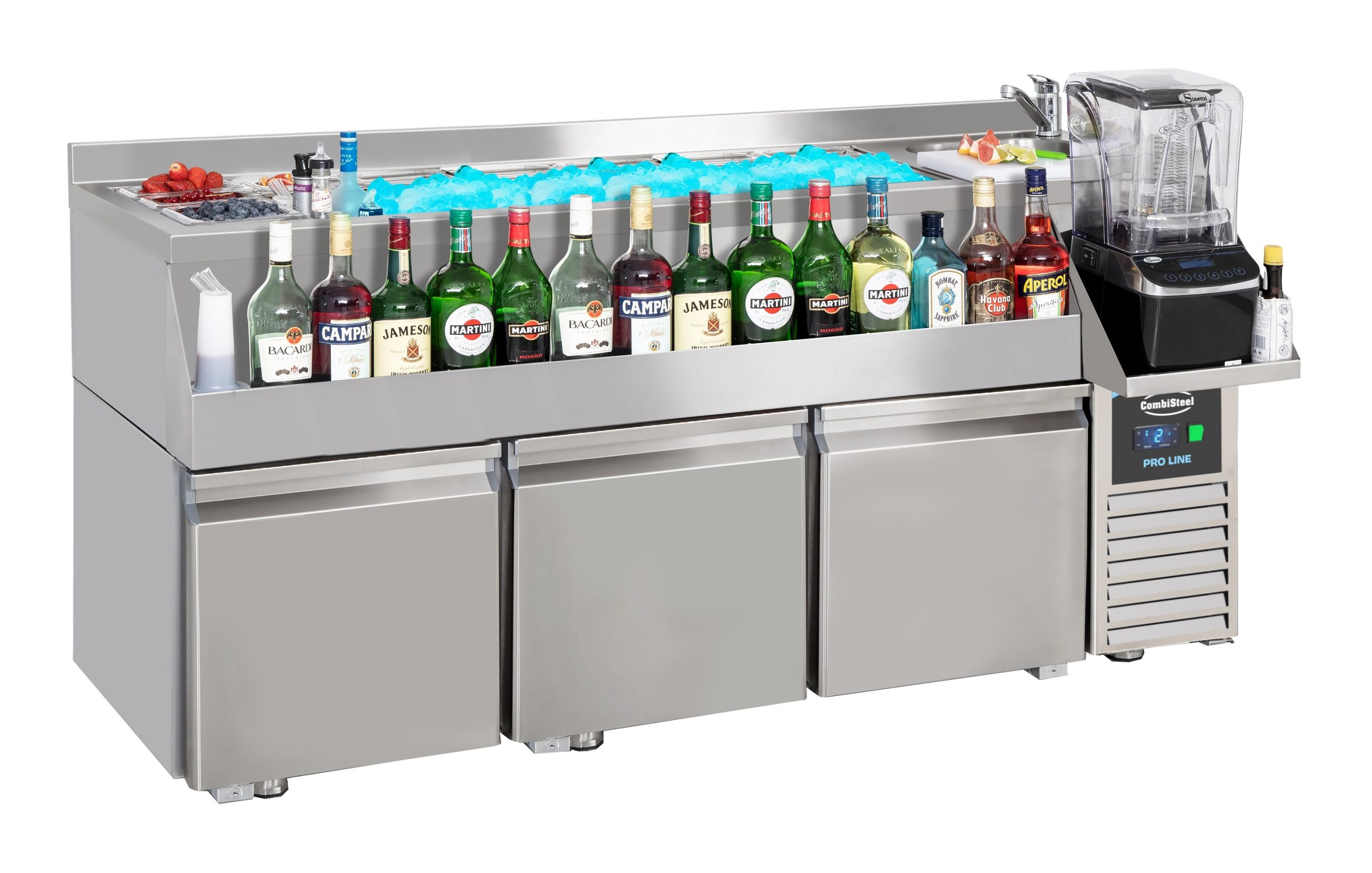 TABLE RÉFRIGÉRÉE 3 PORTES AVEC BAR À COCKTAILS - Combisteel TABLE RÉFRIGÉRÉE 3 PORTES AVEC BAR À COCKTAILS - Combisteel – Image 1
