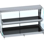 DROP-IN VITRINE COURBEE CHAUFFANTE AVEC PLAQUE VITRO CERAMIQUE NOIR 4/1 - Combisteel