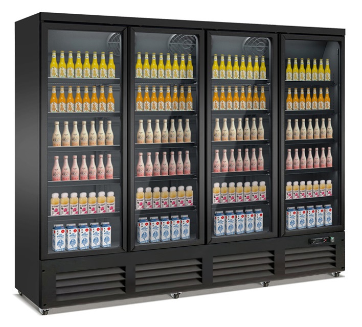 RÉFRIGÉRATEUR 4 PORTES EN VERRE NOIR CEB-2000R BL *TRANSPORT SUR DEMANDE* - Combisteel RÉFRIGÉRATEUR 4 PORTES EN VERRE NOIR CEB-2000R BL *TRANSPORT SUR DEMANDE* - Combisteel – Image 1