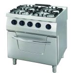 Heavy Duty cuisinière - 4 brûleurs - unité double - profondeur 70 cm - 33 kW - gaz incl four électrique - Maxima