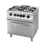 Heavy Duty cuisinière - 4 brûleurs - unité double -profondeur 70 cm - 36kW - gaz incl four électrique - Maxima