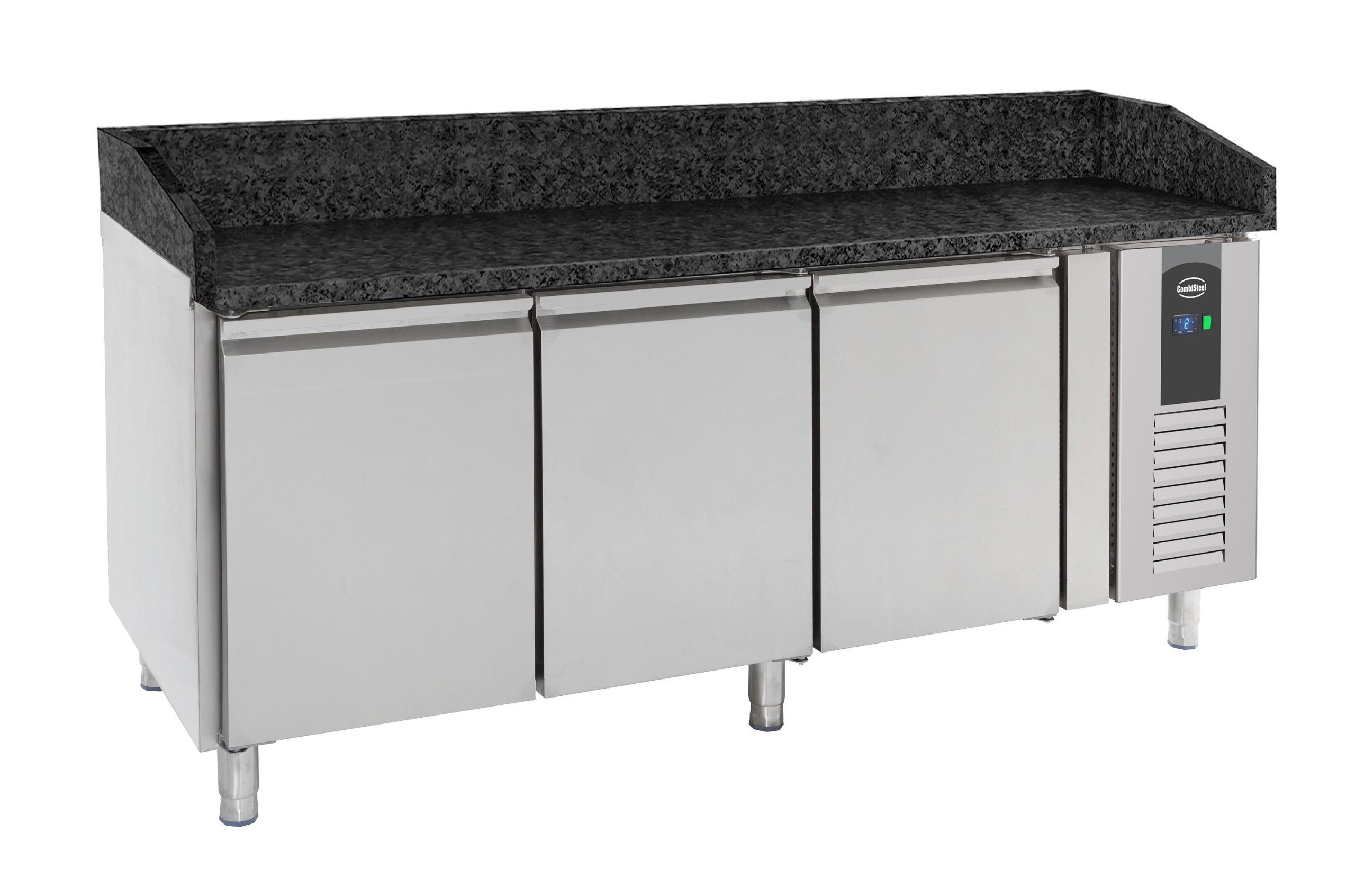 TABLE PRÉP POUR PIZZA 3 PORTES GRANIT NOIR - Combisteel TABLE PRÉP POUR PIZZA 3 PORTES GRANIT NOIR - Combisteel – Image 1