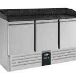 TABLE PRÉP POUR PIZZA 3 PORTES GRANIT NOIR - Combisteel