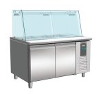 700 TABLE RÉFRIGÉRÉE AVEC VERRE 2 PORTES 3X 1/1 + 3X 1/6 GN RÉCIPIENT - Combisteel