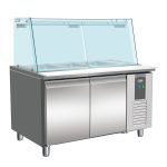TABLE RÉFRIGÉRÉE PÂTISSERIE AVEC VERRE 2 PORTES 4x 1/1 GN RÉCIPIENT - Combisteel