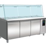 TABLE RÉFRIGÉRÉE AVEC VERRE 3 PORTES 5X 1/1 GN RÉCIPIENT - Combisteel