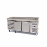 Réfrigérateur pour la préparation des pizzas - 202 cm - 2 portes - 7 tiroirs - Maxima