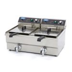 Friteuse - 2 x 16 L - 2 paniers - avec robinet de vidange - Maxima