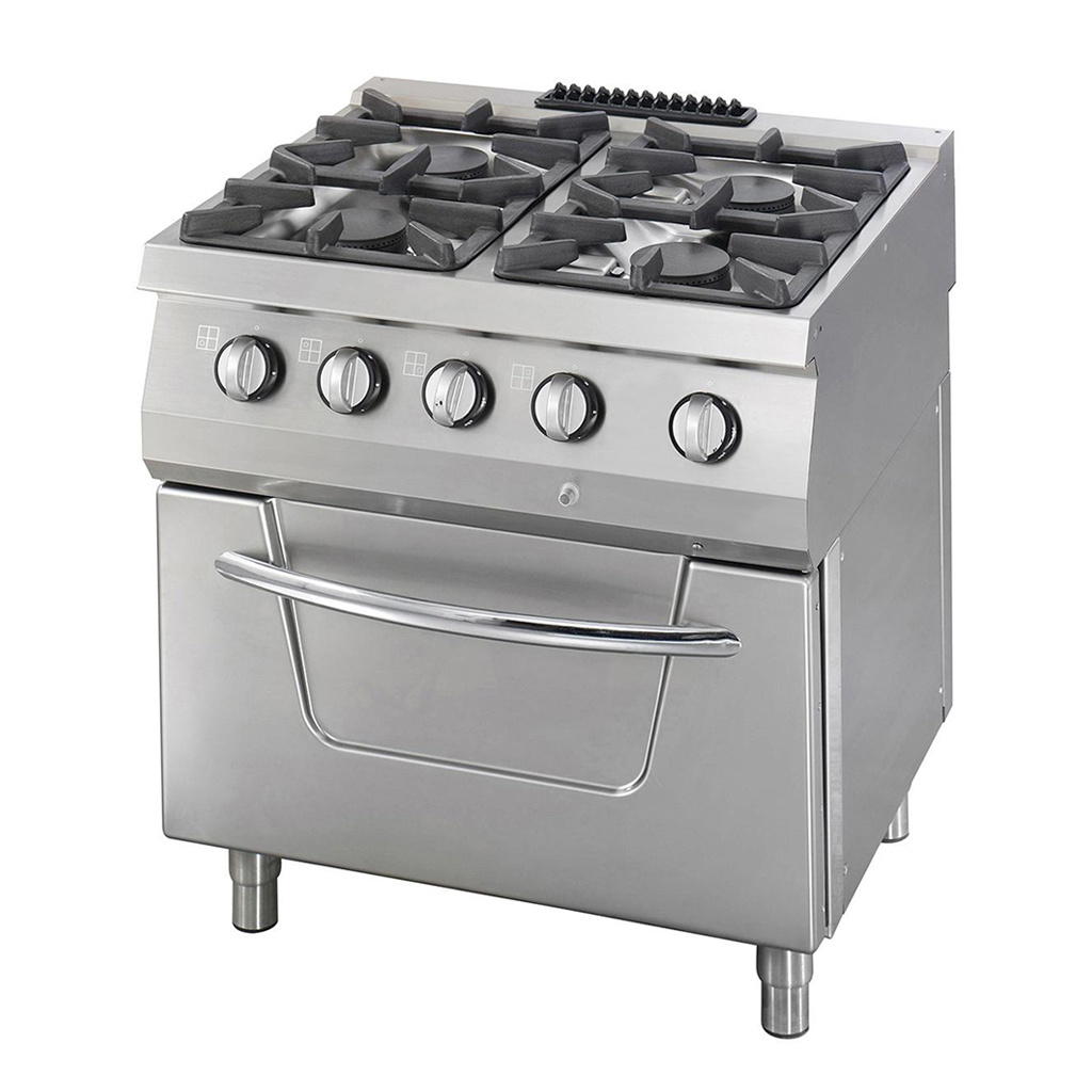 Heavy Duty cuisinière - 4 brûleurs - unité double - profondeur 70 cm - 37kW - gaz incl four Heavy Duty cuisinière - 4 brûleurs - unité double - profondeur 70 cm - 37kW - gaz incl four - Maxima – Image 1