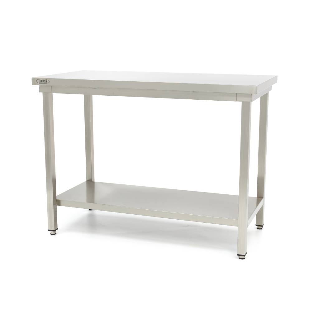 Table en acier inoxydable - 120 x 60 cm - hauteur réglable - avec étagère de rangement Table en acier inoxydable - 120 x 60 cm - hauteur réglable - avec étagère de rangement - Maxima – Image 1