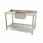 Table lave-vaisselle - 120 x 75 cm - gauche - avec évier et dosseret - incl étagère de rangement - Maxima