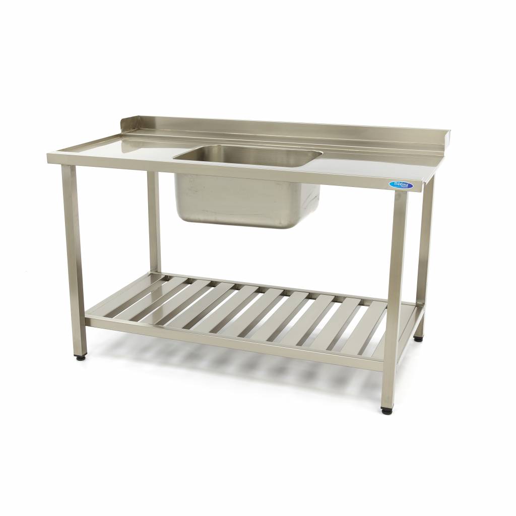Table lave-vaisselle - 120 x 75 cm - gauche - avec évier et dosseret - incl étagère de rangement Table lave-vaisselle - 120 x 75 cm - gauche - avec évier et dosseret - incl étagère de rangement - Maxima – Image 1